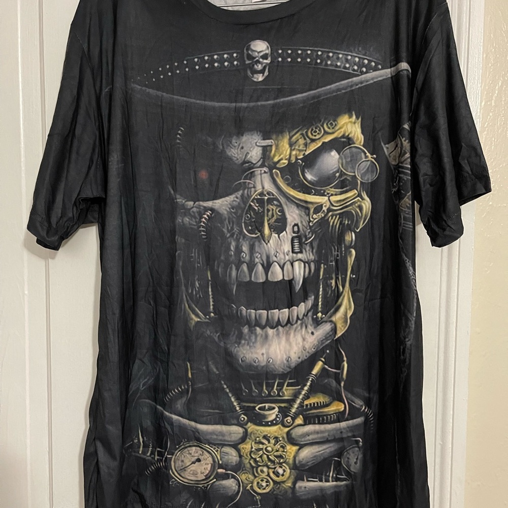 XL/2X SKULL BIKER MENS BLACK TEE~NWT